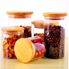 400ml Bambus Deckel Borosilikat Glas Lebensmittel Lagerung Jar